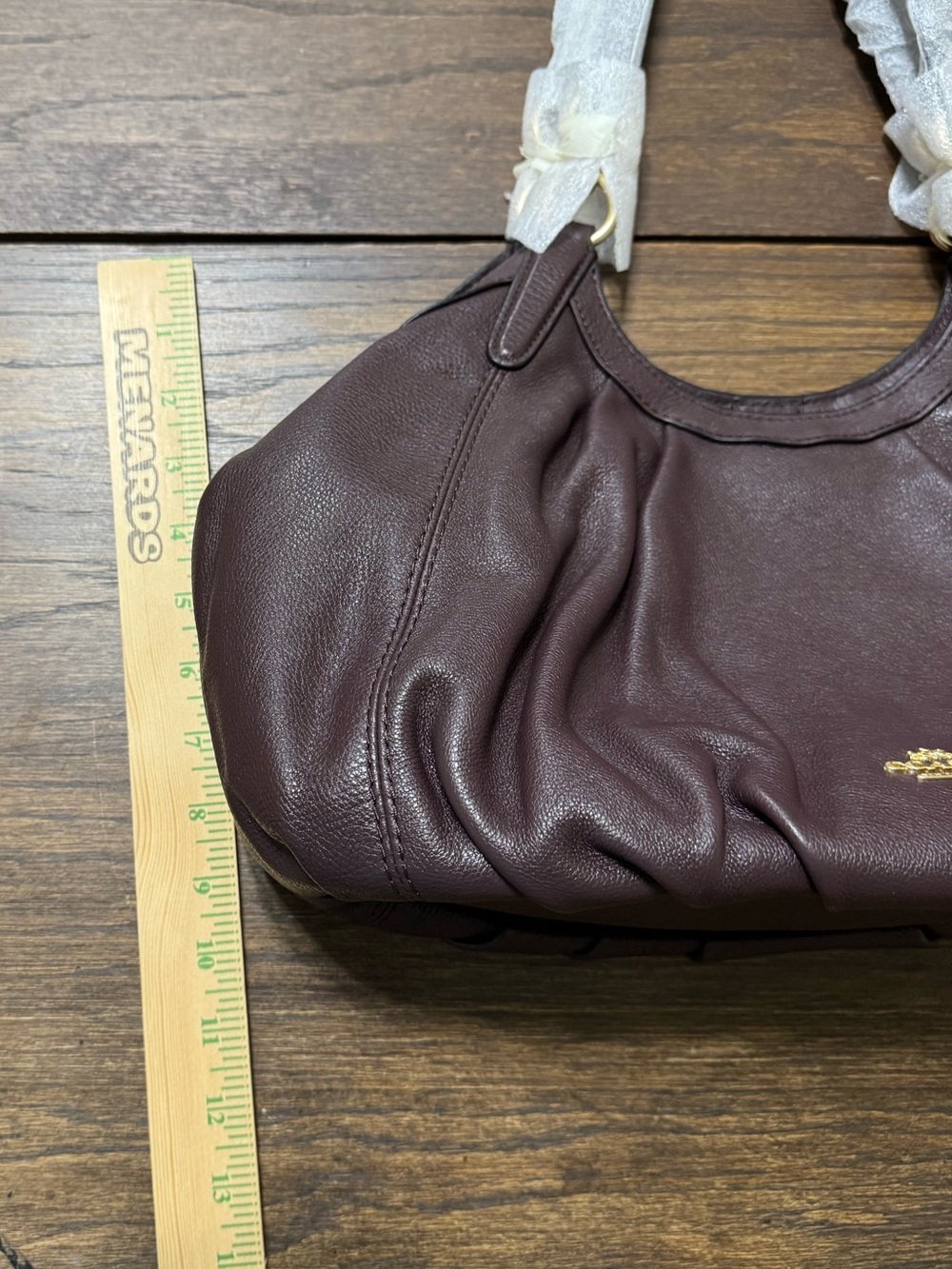 Coach Pebbled Leather Shoulder Bag in Plum Brown - Picture 9 of 12